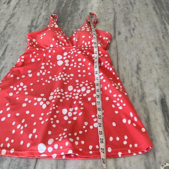 le weekend BY Virginia Johnson Woman’s S Coral & White Polka Dot Swim Dress - Picture 10 of 12